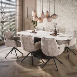 Kalfort Eettafels|Vittoria Eettafel deens ovaal Keramiek Bruin 215cm
