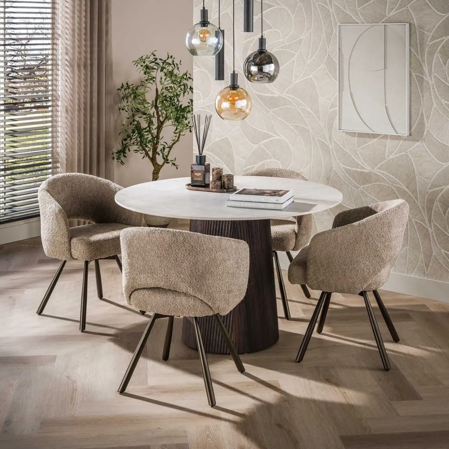 Kalfort Eettafels|Vittoria Eettafel rond Keramiek Bruin 120cm