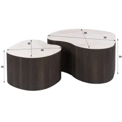 Kalfort Salontafels|Vittoria Salontafel Medio Set van 2 keramiek Bruin 90cm