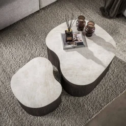 Kalfort Salontafels|Vittoria Salontafel Medio Set van 2 keramiek Bruin 90cm