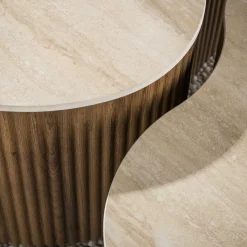 Kalfort Salontafels|Vittoria Salontafel Medio Set van 2 keramiek Travertin 90cm