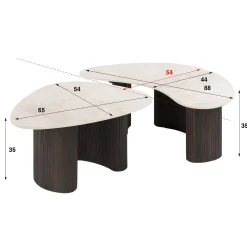 Kalfort Salontafels|Vittoria Salontafel Organisch Set van 2 keramiek Travertin 88cm