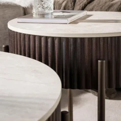 Kalfort Salontafels|Vittoria Salontafel rond set van 2 Keramiek Bruin