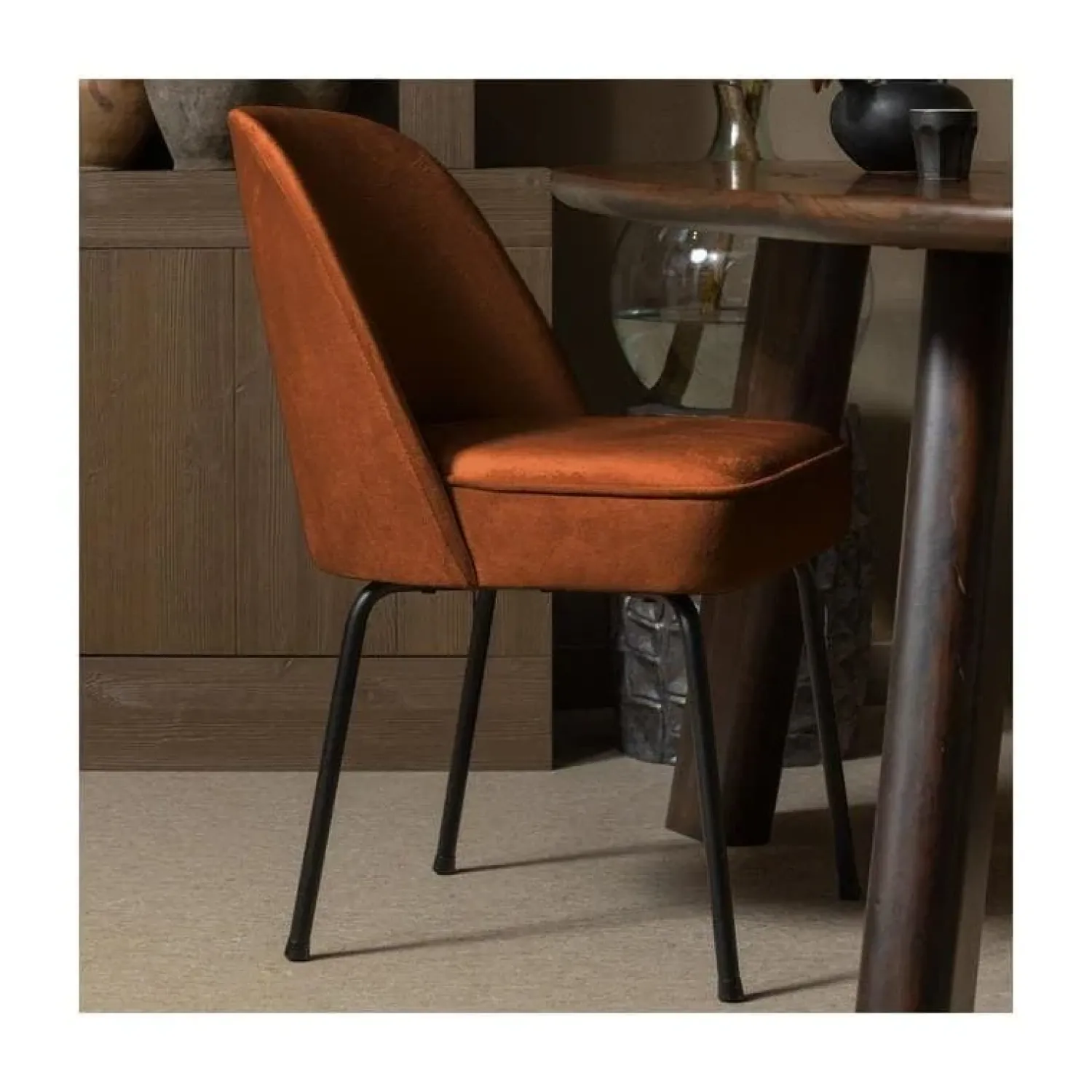 WOOOD Eetkamerstoelen|Vogue Eetkamerstoel Velvet Roest