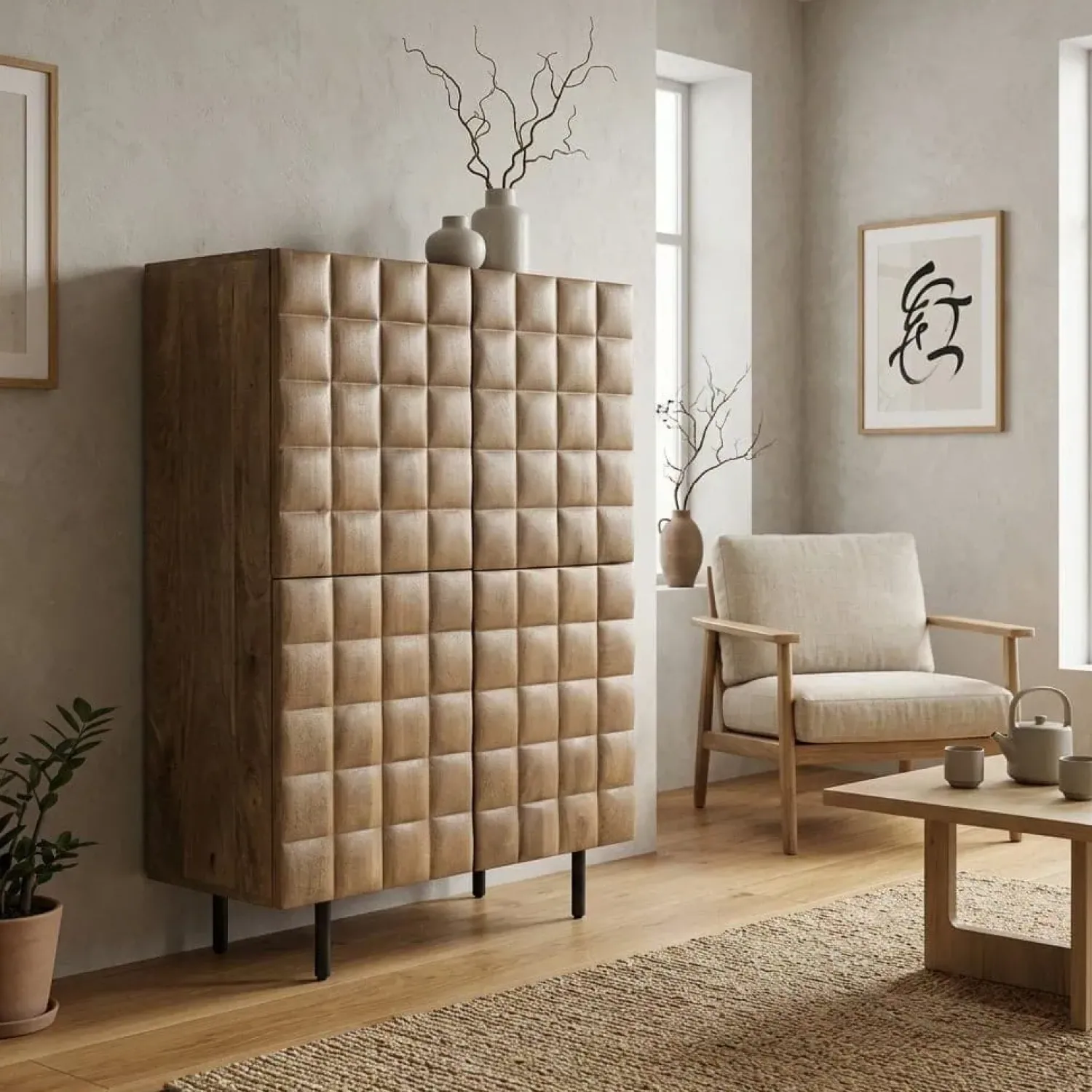 Eleonora Wandkasten|Industriele Kasten|Wandkast Felix Mangohout 119cm