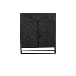 Furndea Wandkasten|Industriele Kasten|Wandkast Scandi visgraat zwart mangohout 100cm