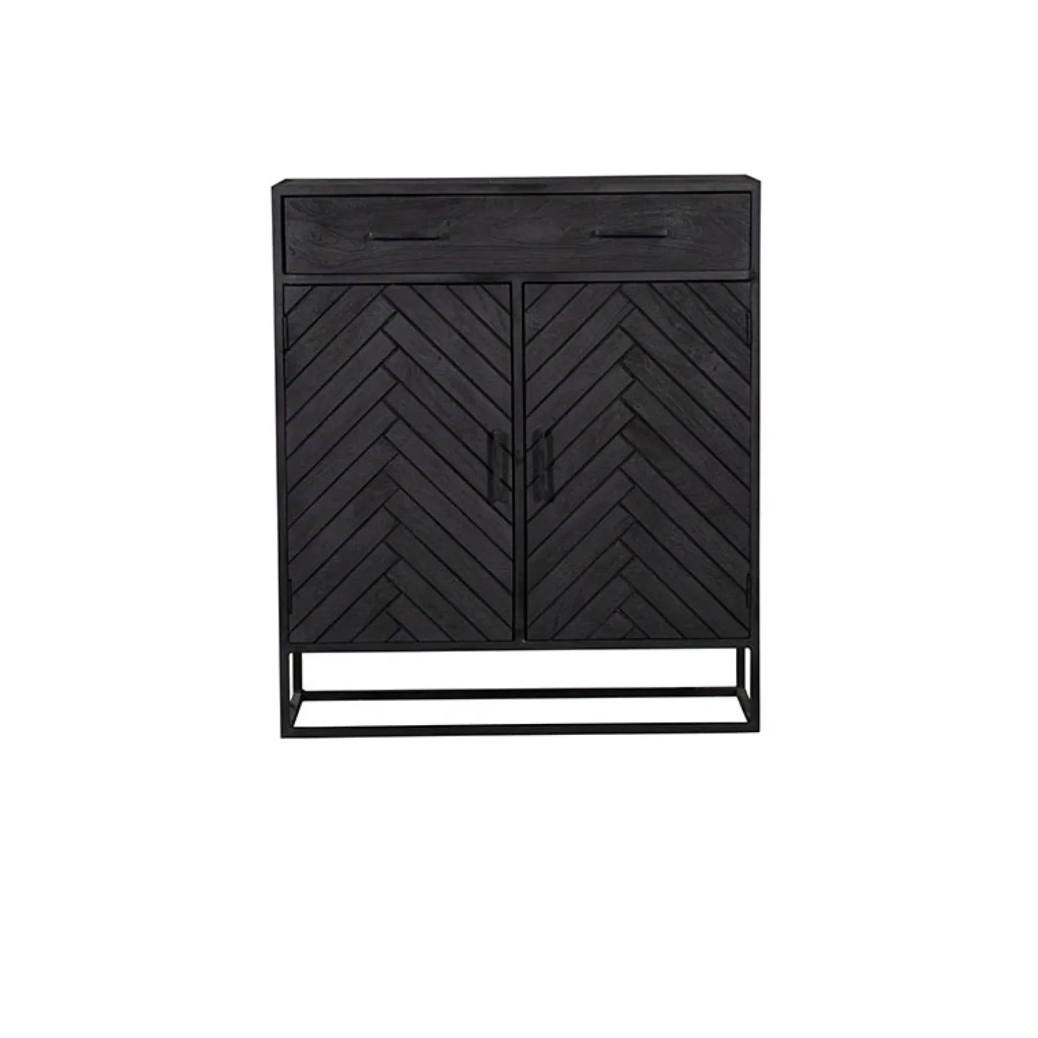 Furndea Wandkasten|Industriele Kasten|Wandkast Scandi visgraat zwart mangohout 100cm