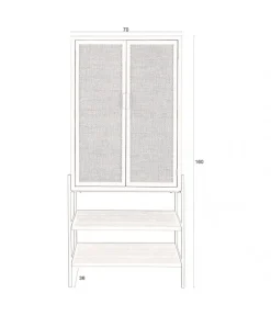 Dutchbone Wandkasten|Industriele Kasten|Wandkast Yasu Rotan Zwart 70cm