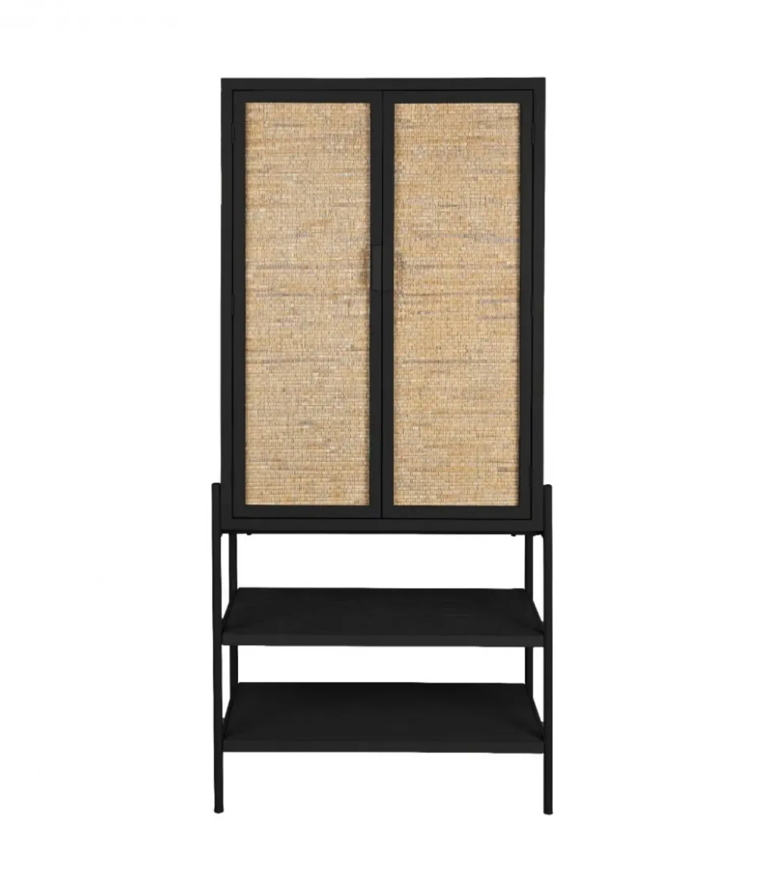 Dutchbone Wandkasten|Industriele Kasten|Wandkast Yasu Rotan Zwart 70cm