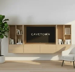 Maison Madera Wandkasten|Vakkenkasten|Watford Small zwevende Cinewall compleet Blond oak