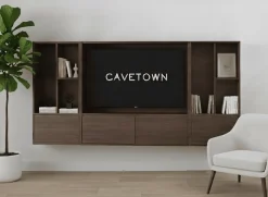 Maison Madera Wandkasten|Vakkenkasten|Watford Small zwevende Cinewall compleet dark almond