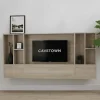 Maison Madera Wandkasten|Vakkenkasten|Watford Small zwevende Cinewall compleet Misty oak