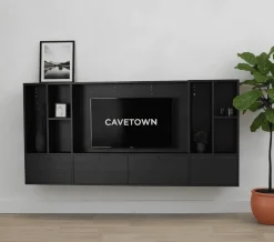 Maison Madera Wandkasten|Vakkenkasten|Watford Small zwevende Cinewall compleet Zwart