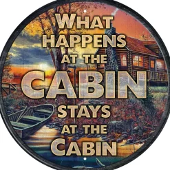 Metal Signs Metalen Borden|What happens in the cabin - metalen bord