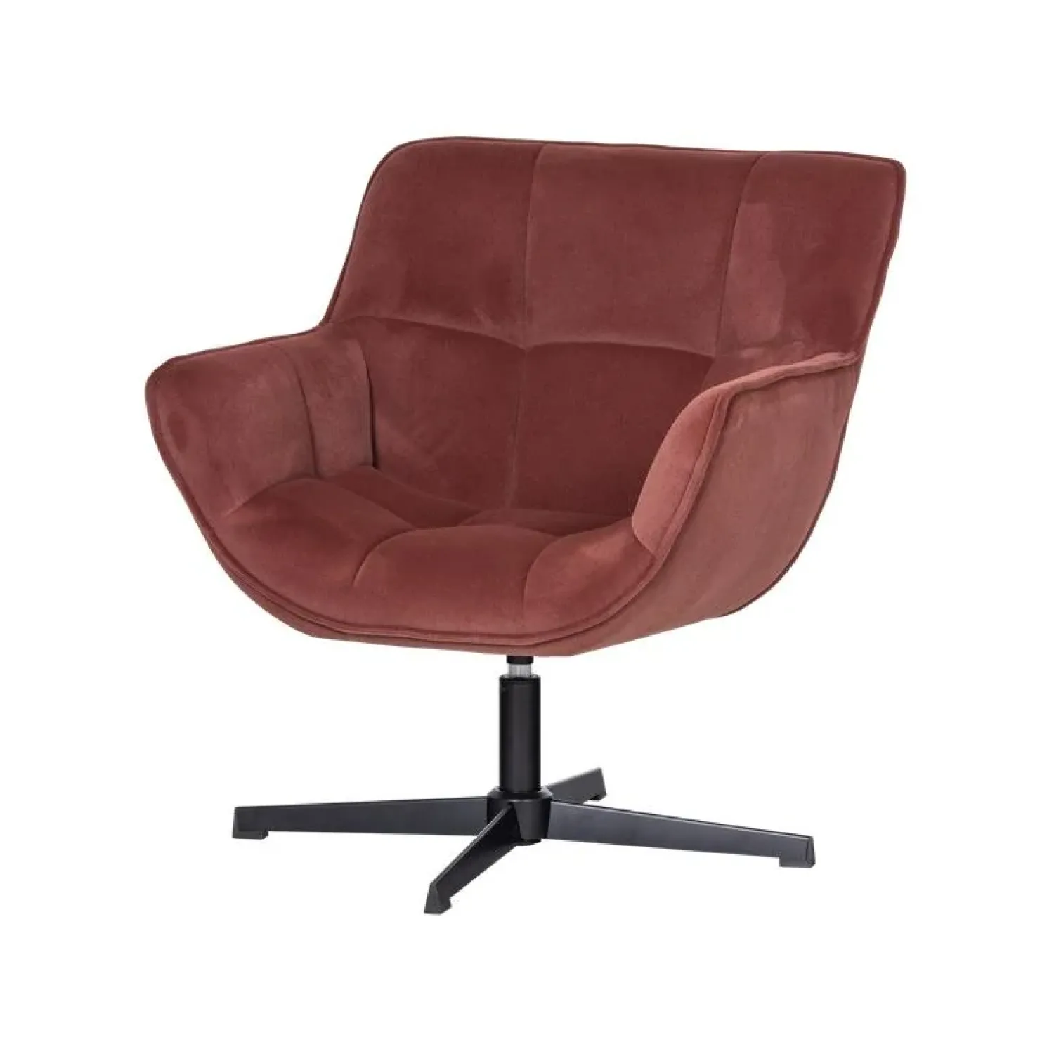 WOOOD Fauteuils|Wibo Draaifauteuil velvet Bruinrood