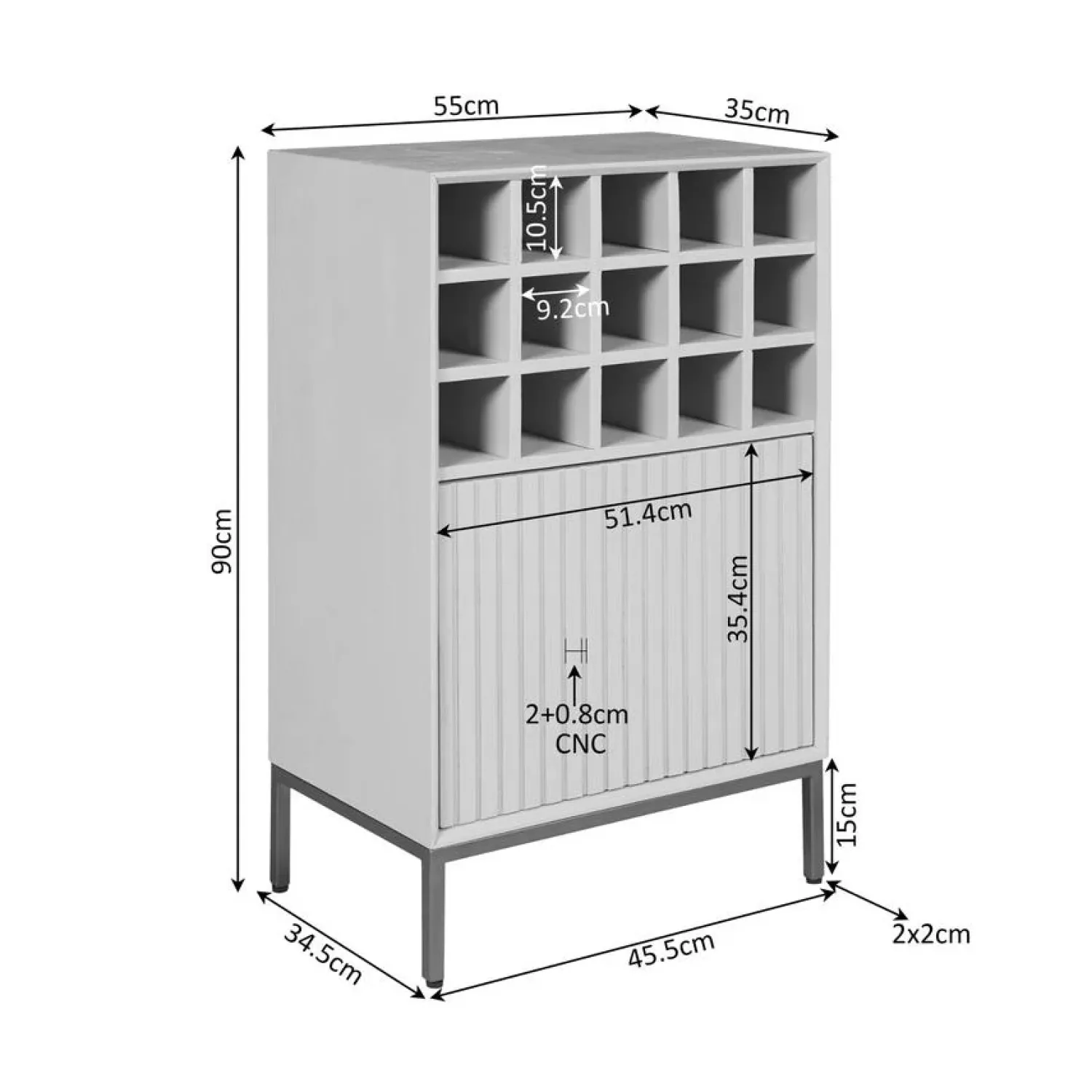 Furndea Wijnkasten|Industriele Kasten|Wijnkast Martin Walnoot 55cm