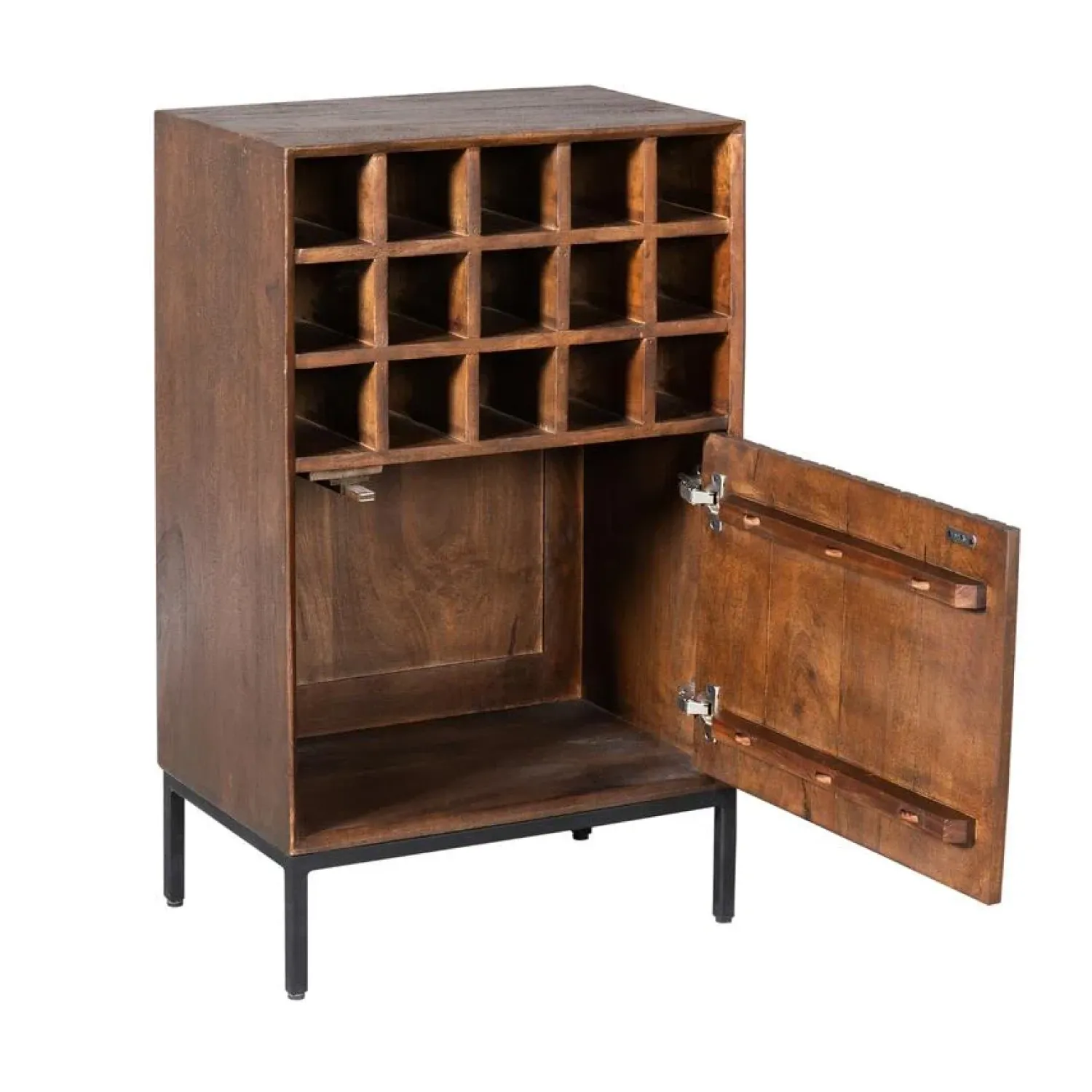 Furndea Wijnkasten|Industriele Kasten|Wijnkast Martin Walnoot 55cm