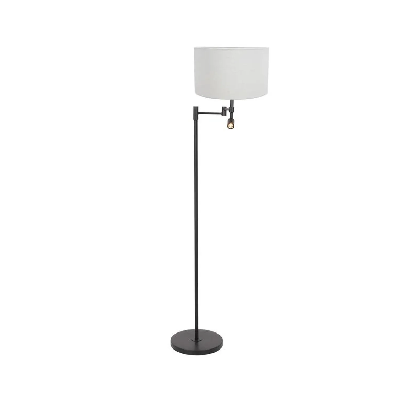 Steinmex Vloerlampen|Wilco 2-lichts Vloerlamp Zwart met Wit Linnen kap