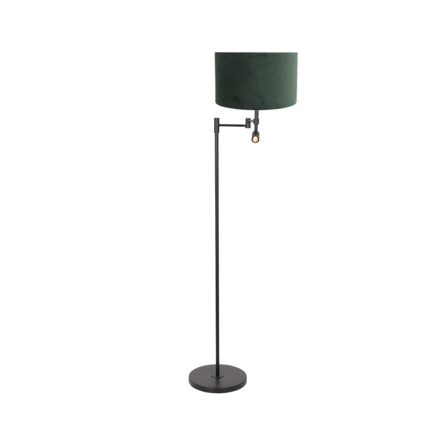 Steinmex Vloerlampen|Wilco 2-lichts Vloerlamp Zwart met Groen Velvet kap