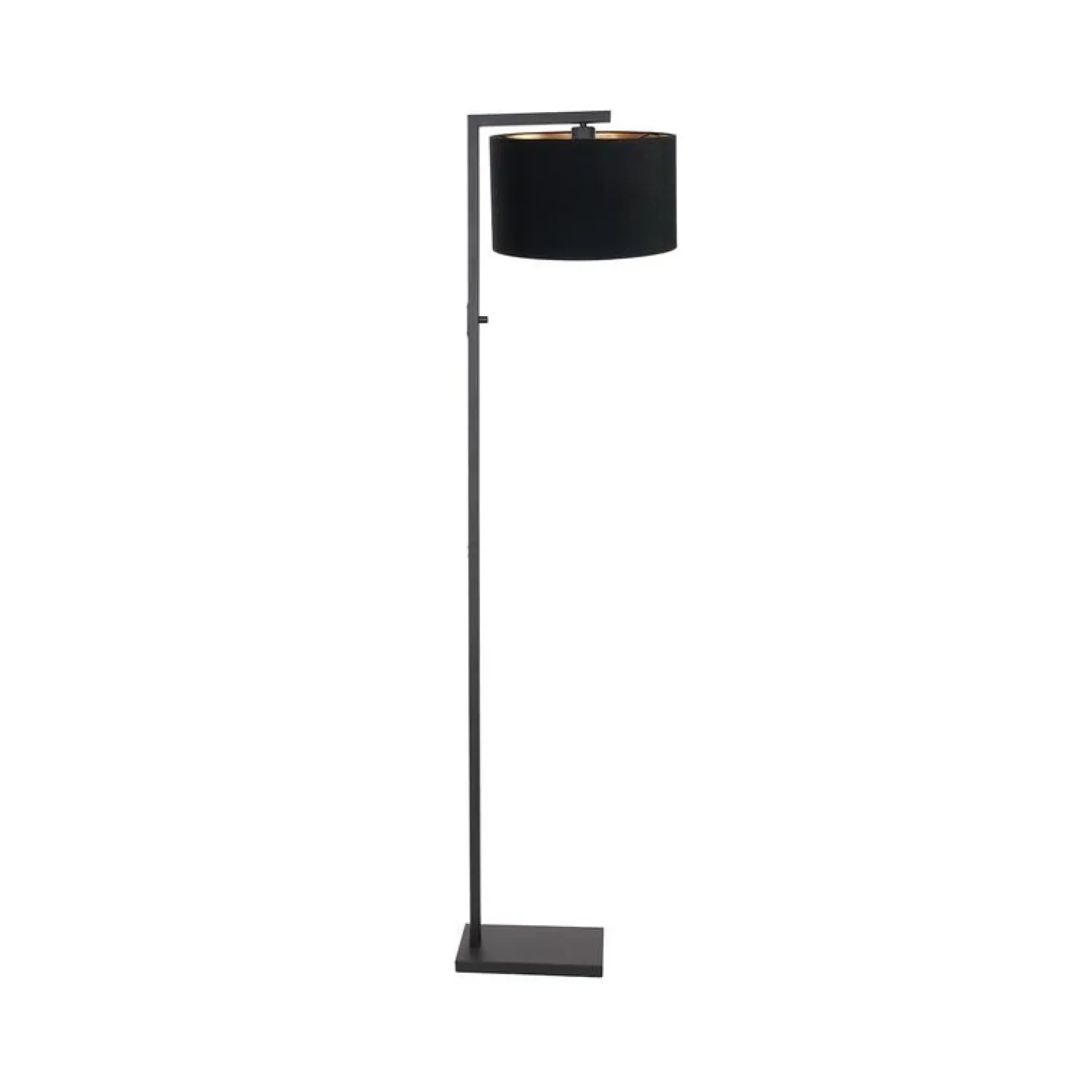 Steinmex Vloerlampen|Wilco 1-lichts Vloerlamp Zwart met Zwart Linnen kap