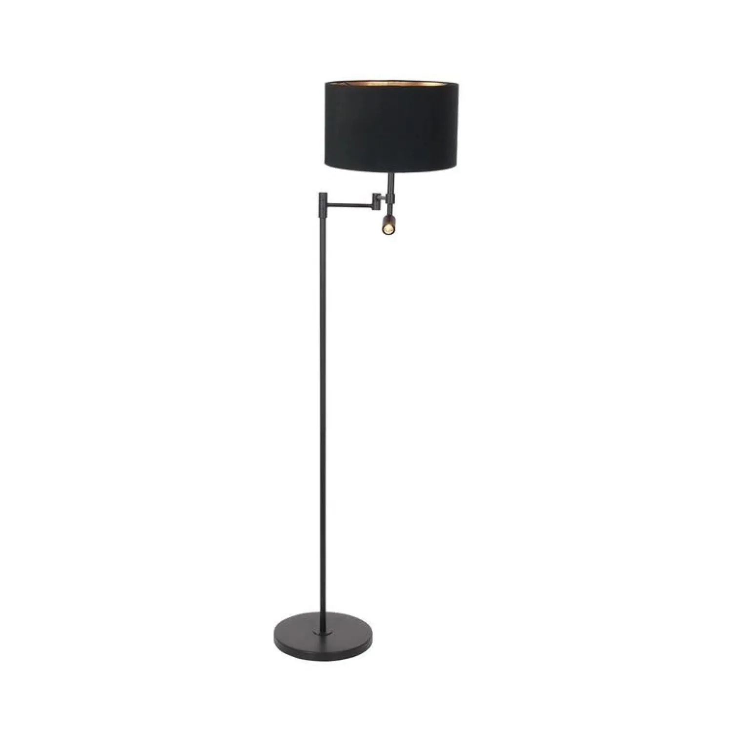 Steinmex Vloerlampen|Wilco 2-lichts Vloerlamp Zwart met Zwart Linnen kap