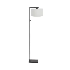 Steinmex Vloerlampen|Wilco 1-lichts Vloerlamp Zwart met Wit Linnen kap