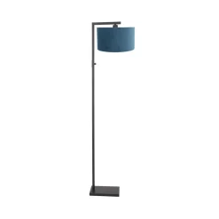 Steinmex Vloerlampen|Wilco 1-lichts Vloerlamp Zwart met Blauw Velvet kap