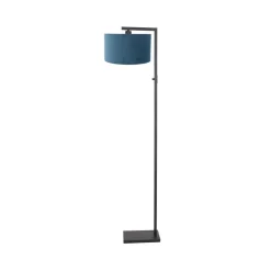 Steinmex Vloerlampen|Wilco 1-lichts Vloerlamp Zwart met Blauw Velvet kap