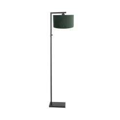 Steinmex Vloerlampen|Wilco 1-lichts Vloerlamp Zwart met Groen Velvet kap