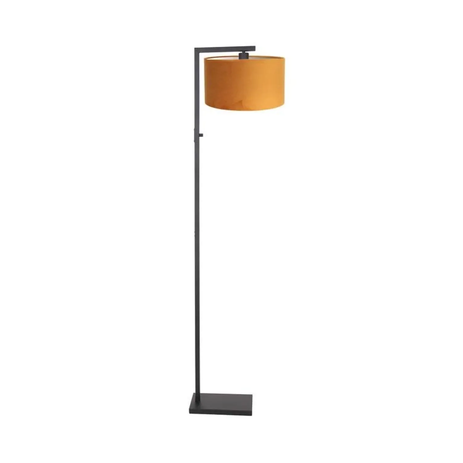 Steinmex Vloerlampen|Wilco 1-lichts Vloerlamp Zwart met Goud Velvet kap