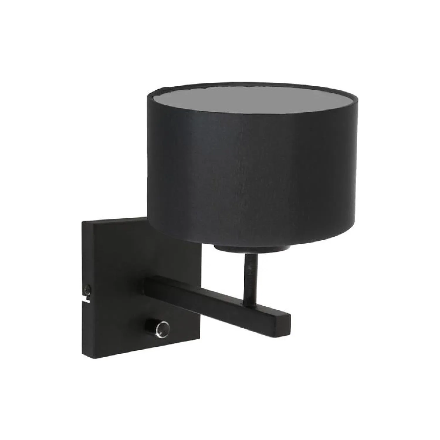 Steinmex Vloerlampen|Wilco 1-lichts Wandlamp Zwart met Zwart Linnen kap