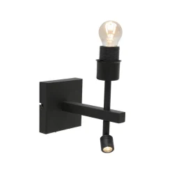 Steinmex Wandlampen|Wilco 2-lichts Wandlamp Zwart met Wit Chintz kap