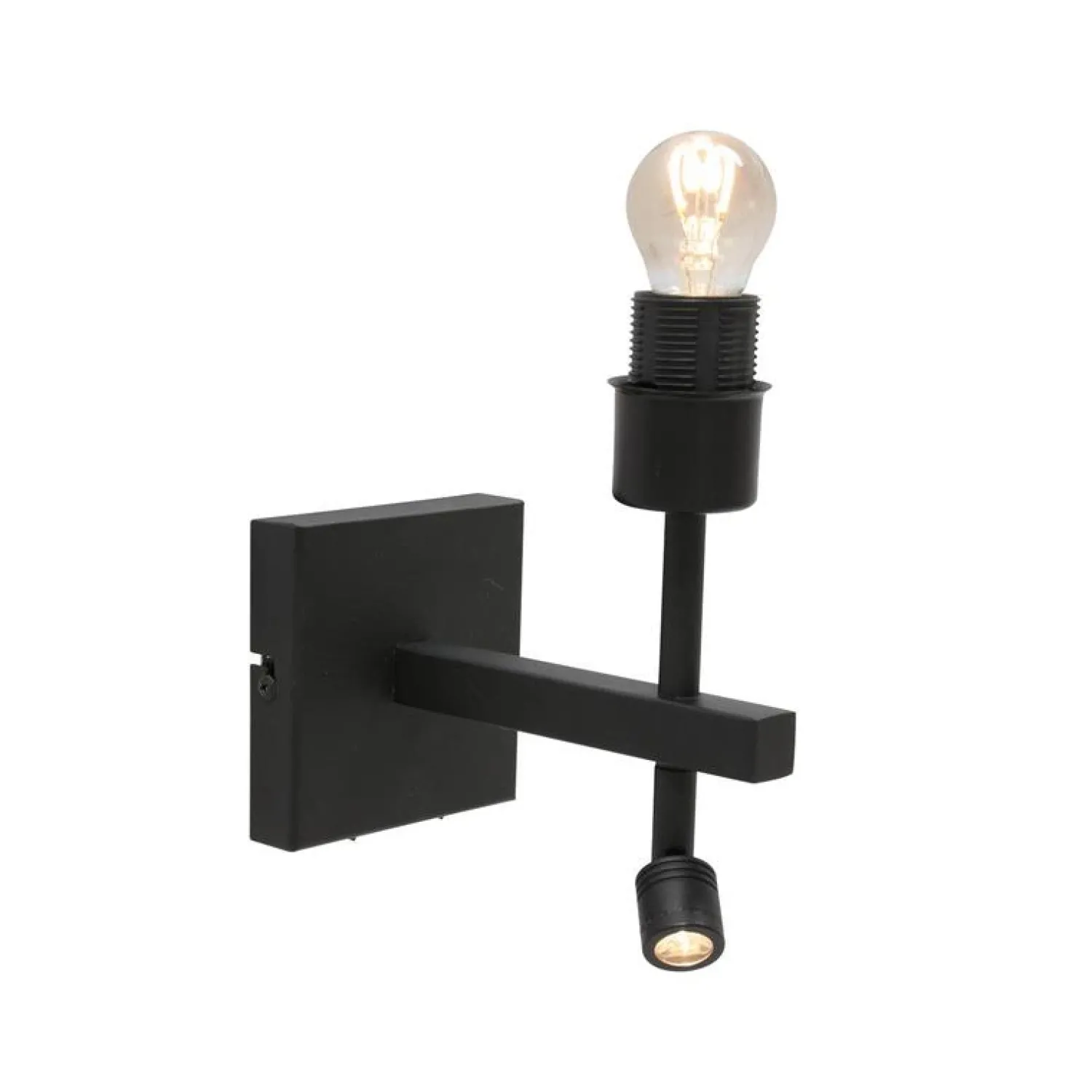 Steinmex Wandlampen|Wilco 2-lichts Wandlamp Zwart met Wit Chintz kap