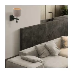 Steinmex Wandlampen|Wilco 2-lichts Wandlamp Zwart met Zilver Velvet kap