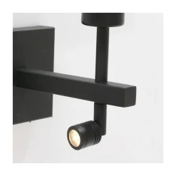 Steinmex Wandlampen|Wilco 2-lichts Wandlamp Zwart met Grijs Linnen kap