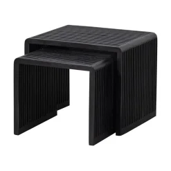 WOOOD Bijzettafels|Willa Bijzettafel Set van 2 Teak Zwart