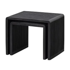 WOOOD Bijzettafels|Willa Bijzettafel Set van 2 Teak Zwart