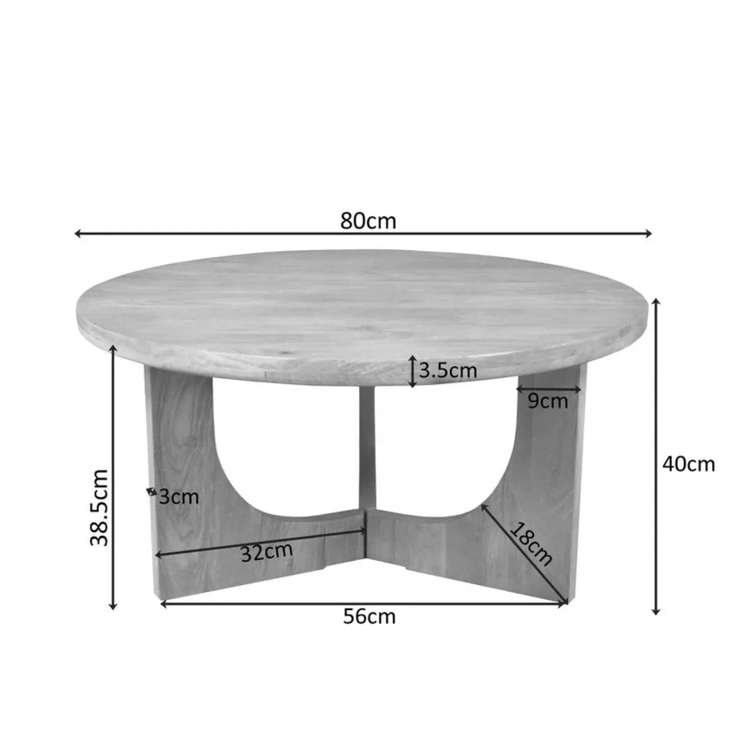 Furndea Salontafels|William Salontafel rond Naturel Mangohout 80cm