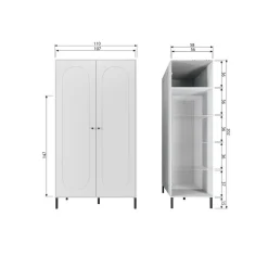 WOOOD Industriele Kasten|Kledingkasten|Xina Kledingkast Grenen Wolkengrijs 110cm