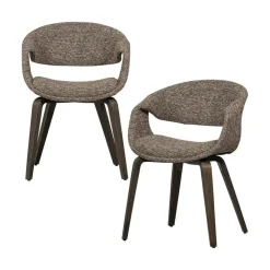 WOOOD Eetkamerstoelen|Yossi Eetkamerstoel bruin met houten poot donkerbruin