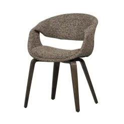 WOOOD Eetkamerstoelen|Yossi Eetkamerstoel bruin met houten poot donkerbruin