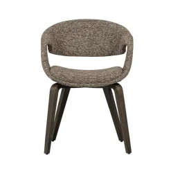 WOOOD Eetkamerstoelen|Yossi Eetkamerstoel bruin met houten poot donkerbruin