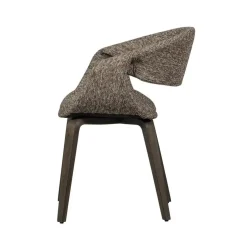 WOOOD Eetkamerstoelen|Yossi Eetkamerstoel bruin met houten poot donkerbruin