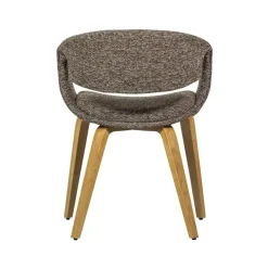 WOOOD Eetkamerstoelen|Yossi Eetkamerstoel bruin met houten poot naturel