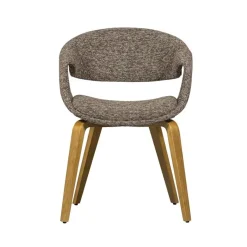 WOOOD Eetkamerstoelen|Yossi Eetkamerstoel bruin met houten poot naturel