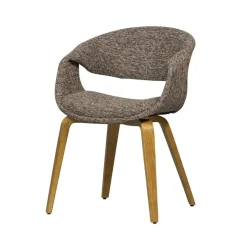 WOOOD Eetkamerstoelen|Yossi Eetkamerstoel bruin met houten poot naturel