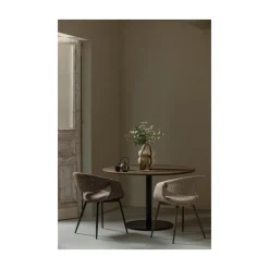 WOOOD Eetkamerstoelen|Yossi Eetkamerstoel bruin met metalen poot zwart