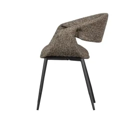 WOOOD Eetkamerstoelen|Yossi Eetkamerstoel bruin met metalen poot zwart