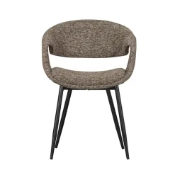WOOOD Eetkamerstoelen|Yossi Eetkamerstoel bruin met metalen poot zwart