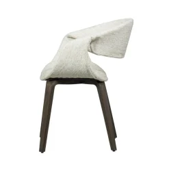 WOOOD Eetkamerstoelen|Yossi Eetkamerstoel naturel met houten poot donkerbruin
